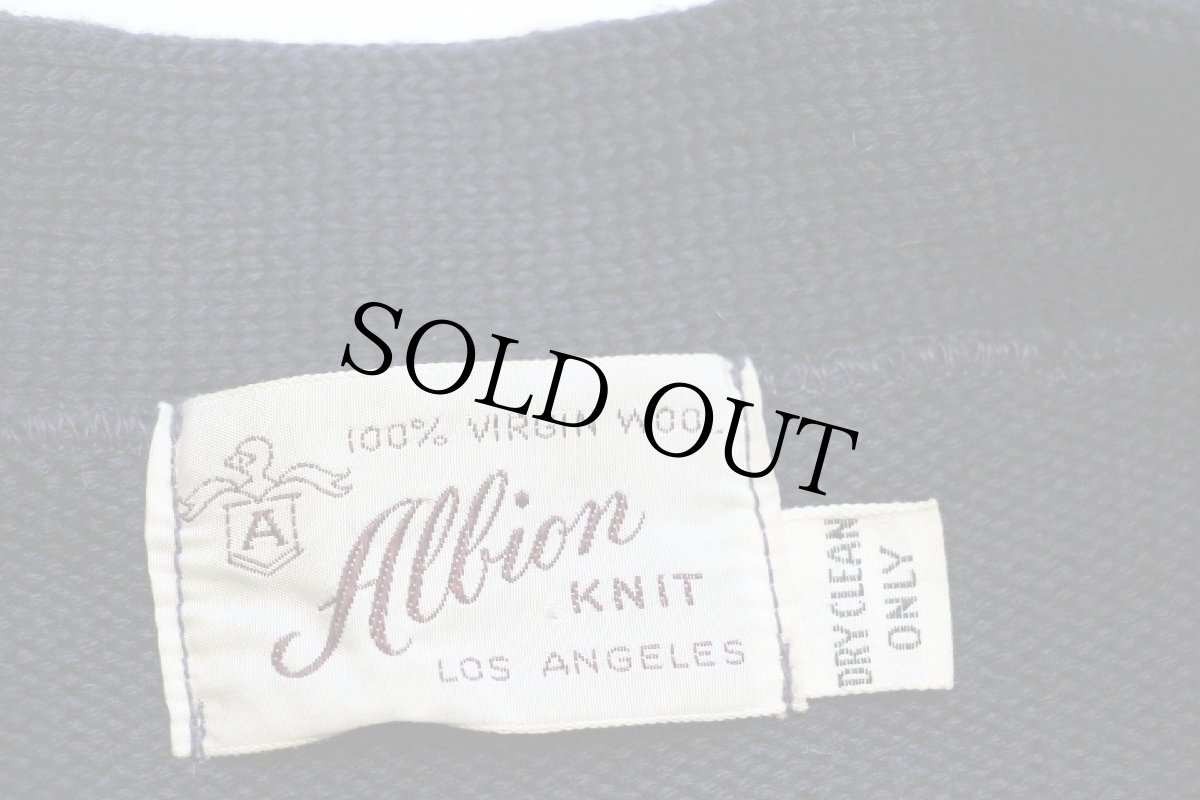 画像4: 50s Allion KNIT ウールニット レタードカーディガン 紺 (4)