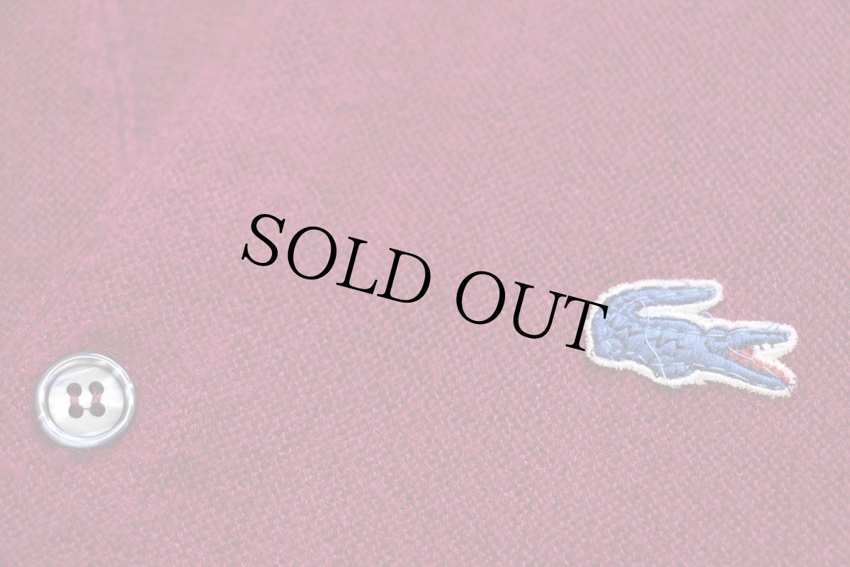 画像5: 70s IZOD LACOSTE ラコステ ワンポイント パール編み アクリルニット カーディガン ワインレッド M (5)