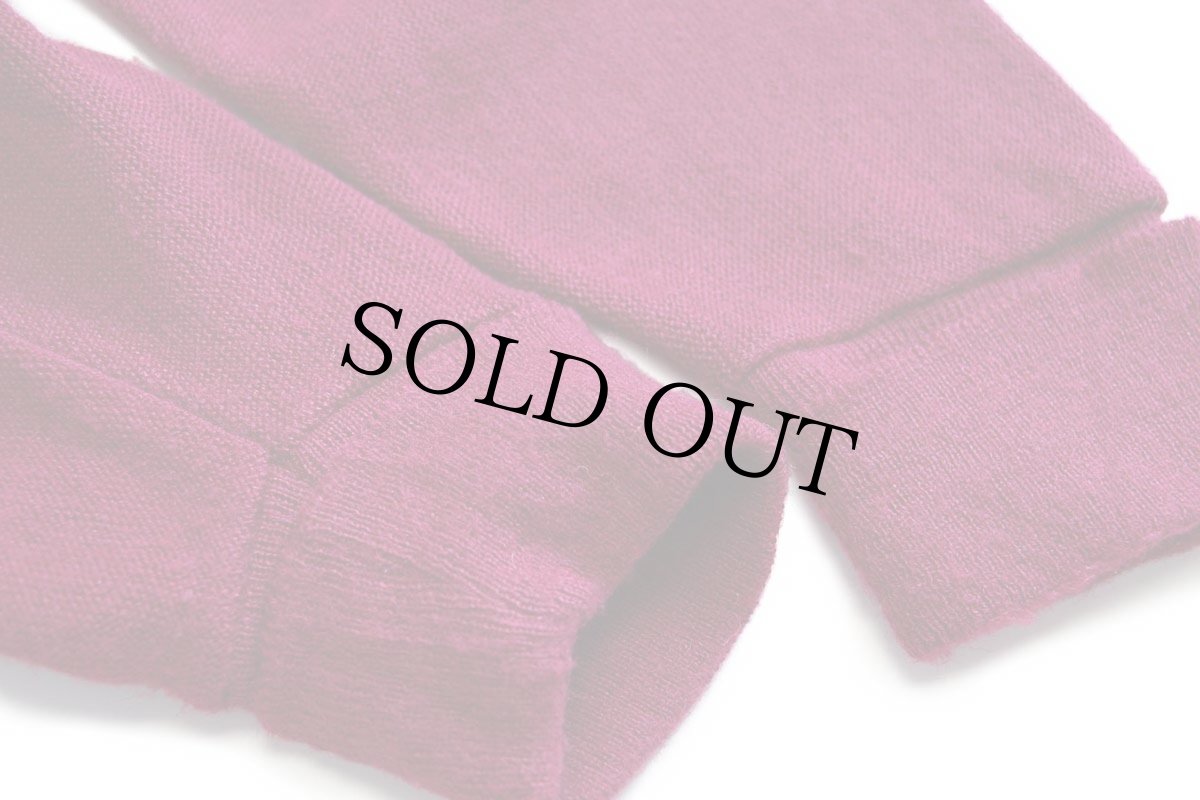 画像6: 70s IZOD LACOSTE ラコステ ワンポイント パール編み アクリルニット カーディガン ワインレッド M (6)