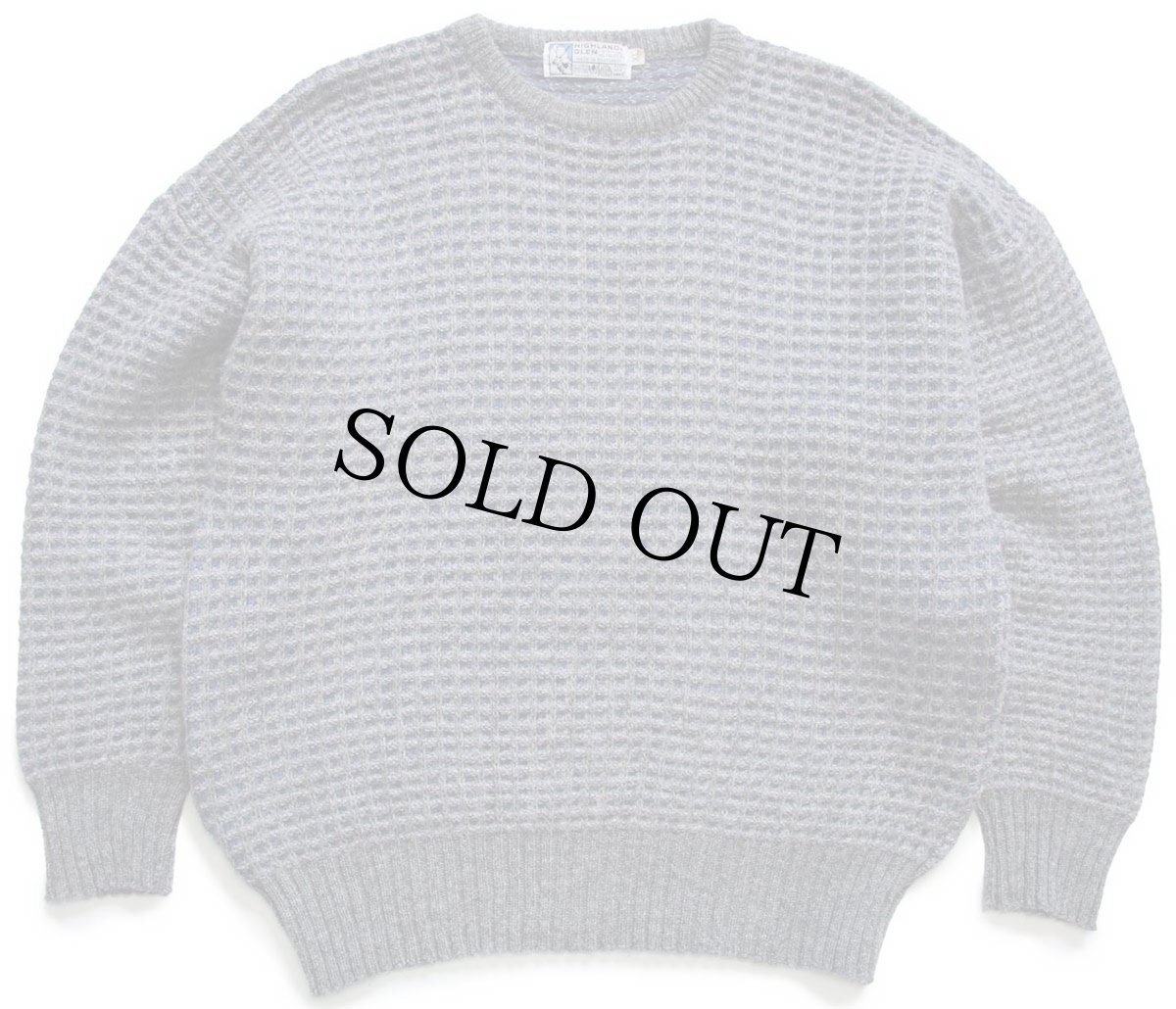 画像1: スコットランド製 HIGHLAND GLEN ワッフル シェットランド ウールニット セーター XL (1)