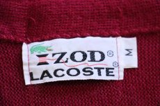 画像4: 70s IZOD LACOSTE ラコステ ワンポイント パール編み アクリルニット カーディガン ワインレッド M (4)