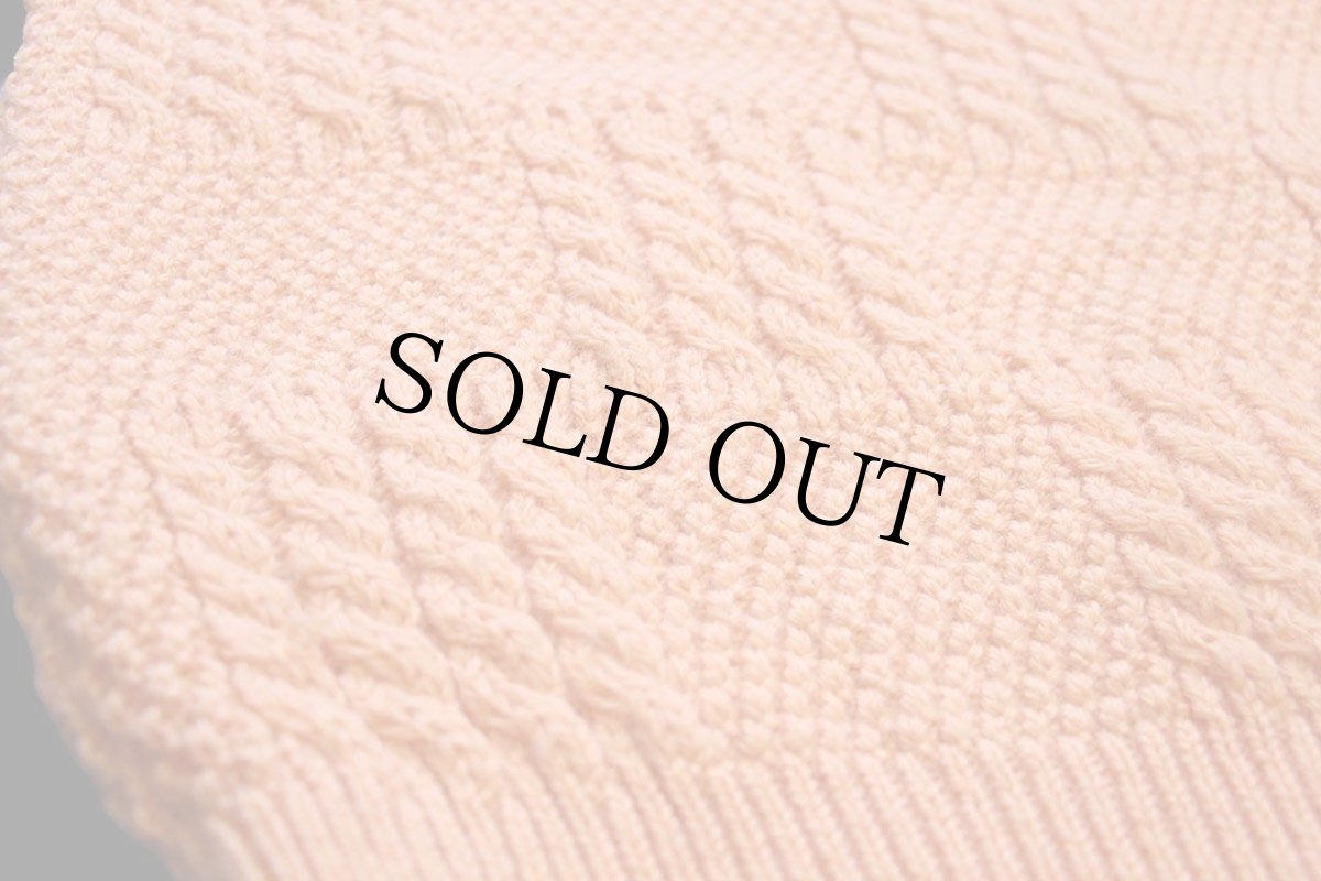 画像6: アイルランド製 Carraig Donn ケーブル編み パネル切り替え ウールニット セーター サーモンピンク★フィッシャーマン (6)