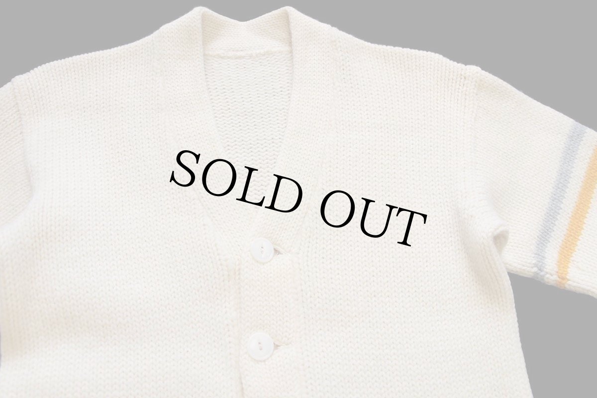 画像3: 50s UNKNOWN パッチ付き ローゲージ ウールニット レタードカーディガン アイボリー (3)