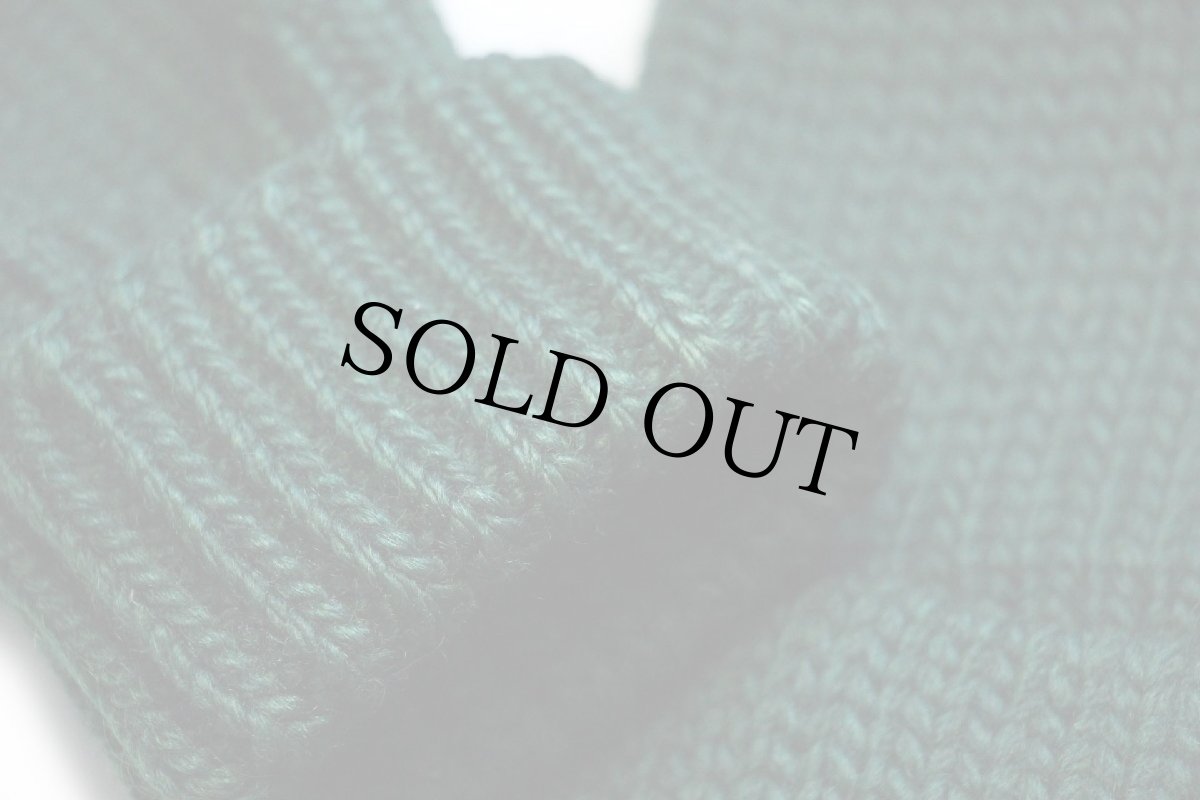 画像6: 40s UNKNOWN 無地 ローゲージ ウールニット レタードカーディガン 緑 (6)