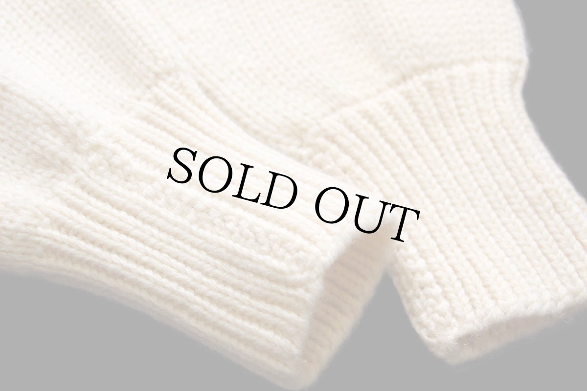 画像6: 50s UNKNOWN パッチ付き ローゲージ ウールニット レタードカーディガン アイボリー (6)