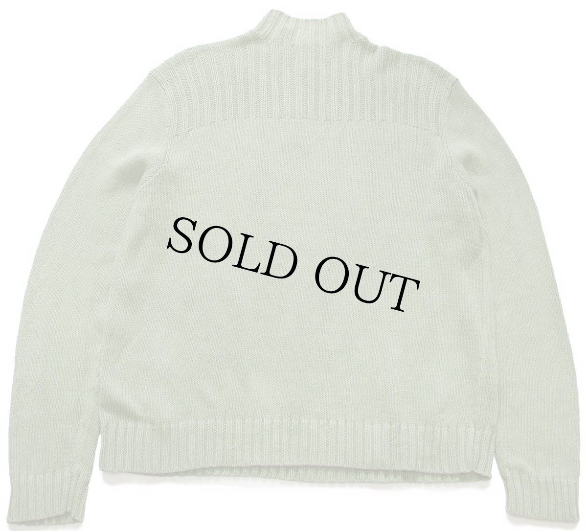 画像2: 90s ポロ ラルフローレン 無地 ハイネック ハーフジップ リネン×コットンニット セーター ライトグリーン XL (2)