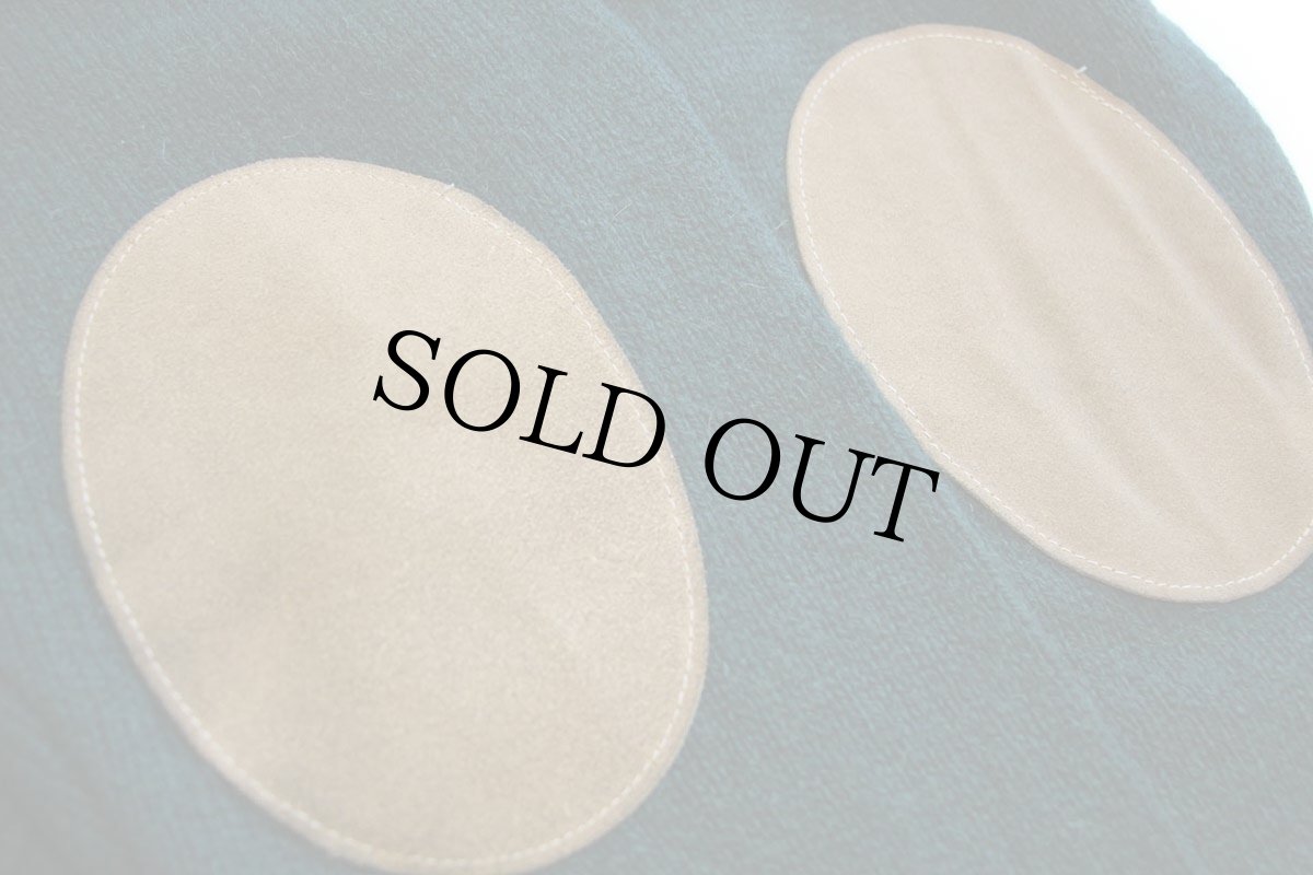 画像6: 80s USA製 L.L.Bean パチポケ&エルボーパッチ サドルショルダー キャメルヘア×ラムウールニット カーディガン 緑 L (6)