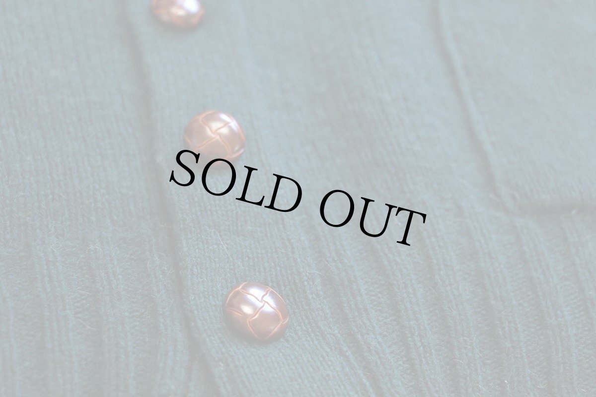 画像5: 80s USA製 L.L.Bean パチポケ&エルボーパッチ サドルショルダー キャメルヘア×ラムウールニット カーディガン 緑 L (5)