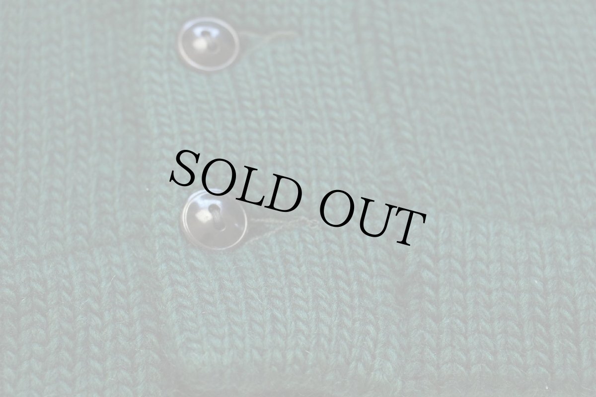 画像4: 40s UNKNOWN 無地 ローゲージ ウールニット レタードカーディガン 緑 (4)