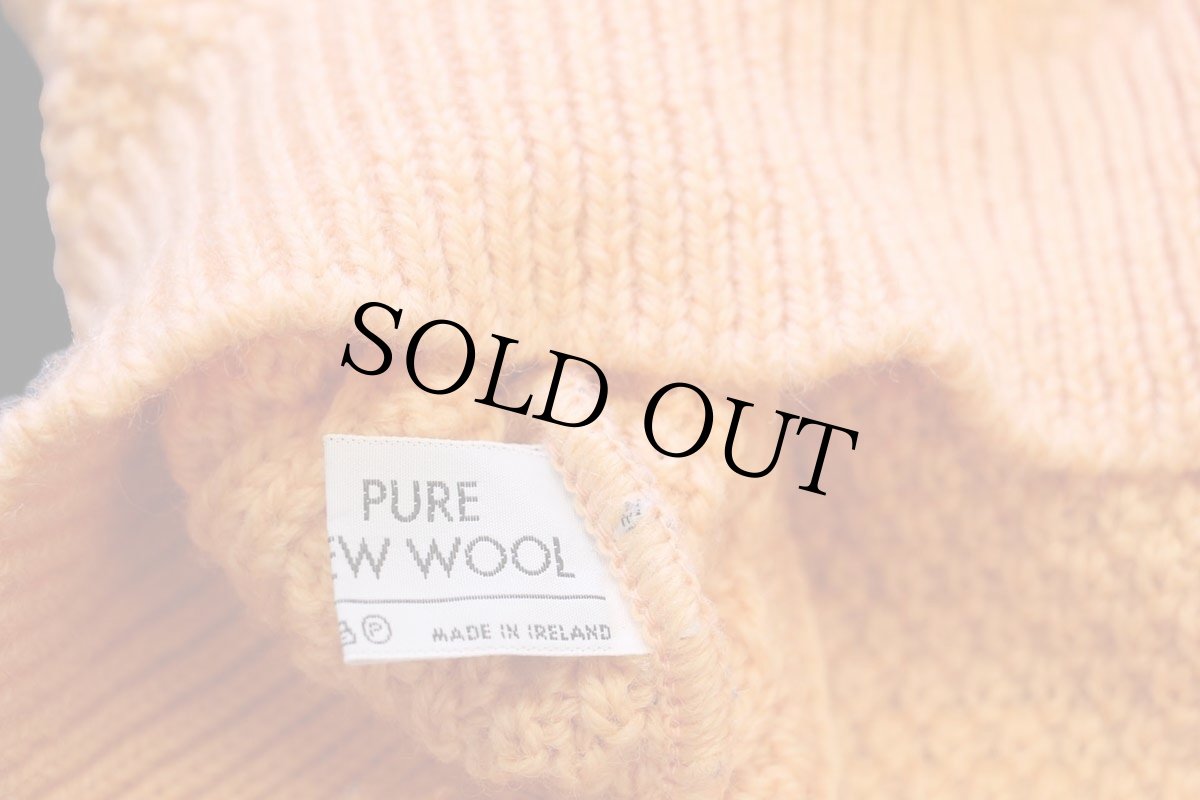 画像5: アイルランド製 Carraig Donn ケーブル編み パネル切り替え ウールニット セーター サーモンピンク★フィッシャーマン (5)