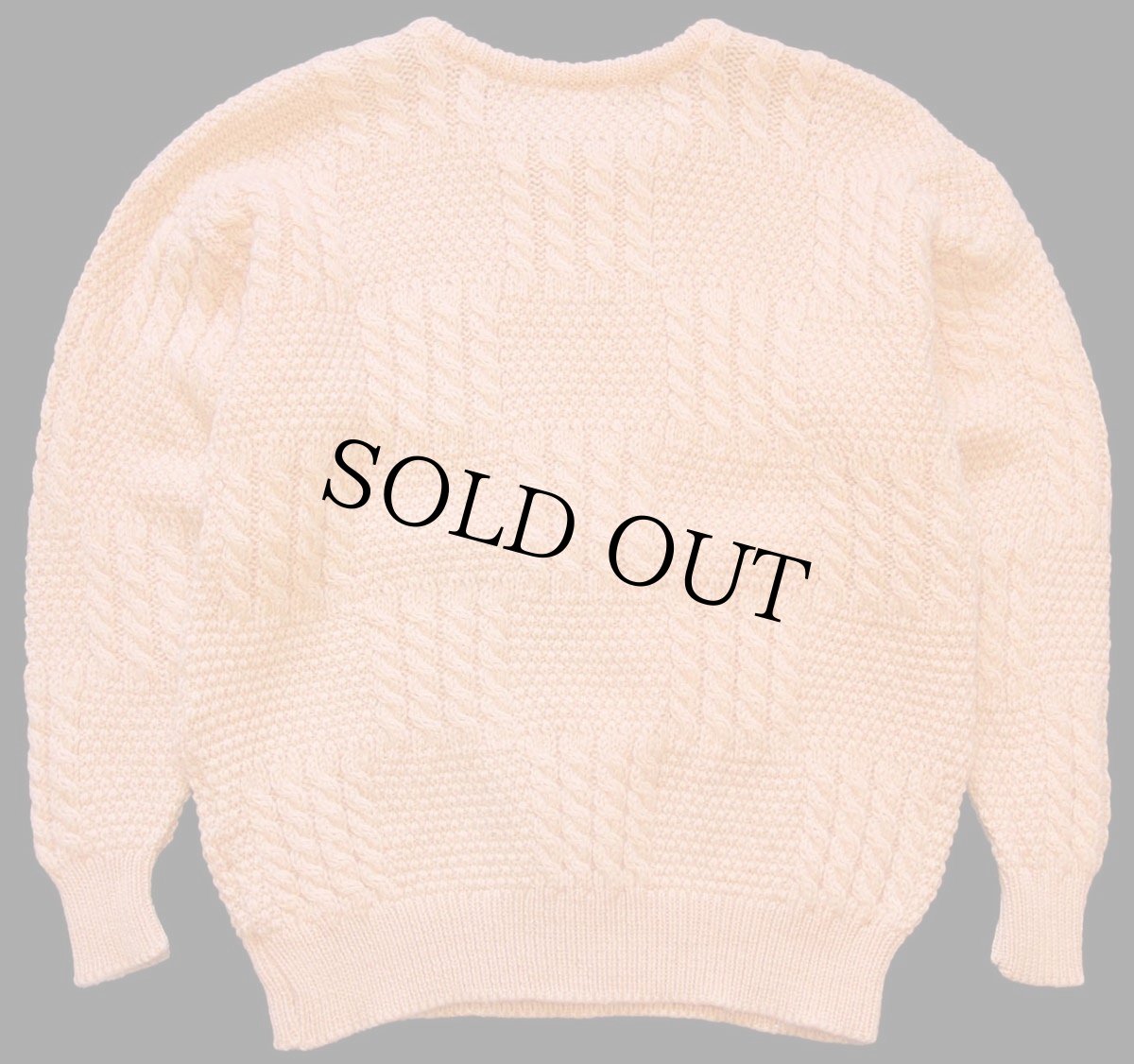 画像2: アイルランド製 Carraig Donn ケーブル編み パネル切り替え ウールニット セーター サーモンピンク★フィッシャーマン (2)