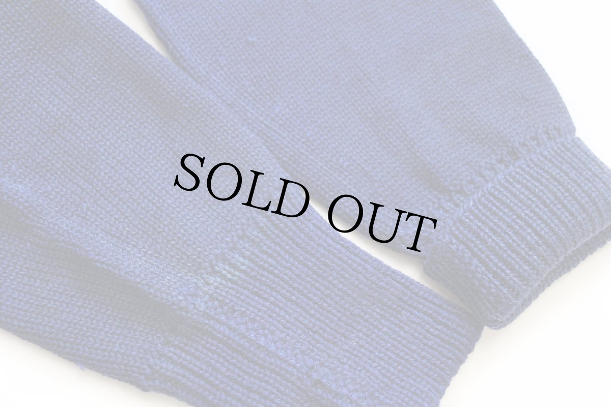 画像7: 50s UNKNOWN MOOSEパッチ付き ウールニット レタードカーディガン ボロ 青 (7)