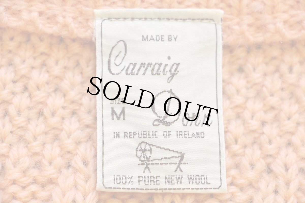 画像4: アイルランド製 Carraig Donn ケーブル編み パネル切り替え ウールニット セーター サーモンピンク★フィッシャーマン (4)