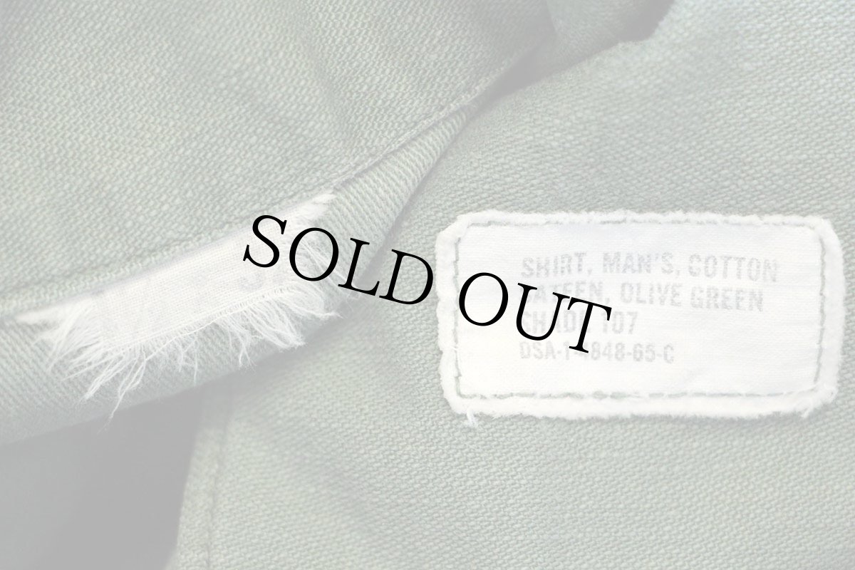 画像4: 60s 米軍 U.S.ARMY コットンサテン ユーティリティシャツ 3rd オリーブグリーン 14.5 (4)