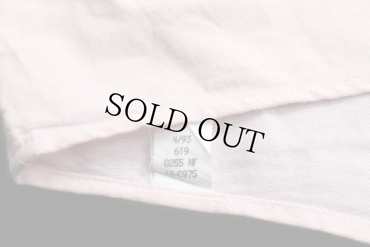 画像5: 90s USA製 LANDS'ENDランズエンド 無地 ボタンダウン オックスフォード コットンシャツ 薄ピンク 16.5 (5)