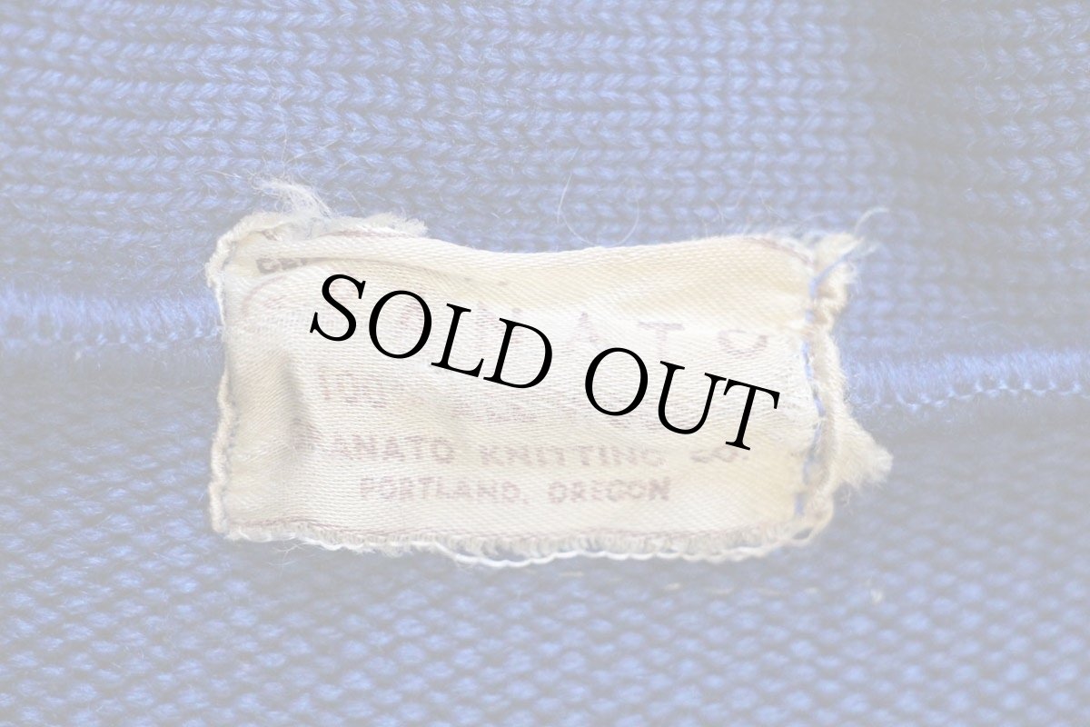 画像4: 50s GRANATO ウールニット レタードカーディガン 濃青 (4)