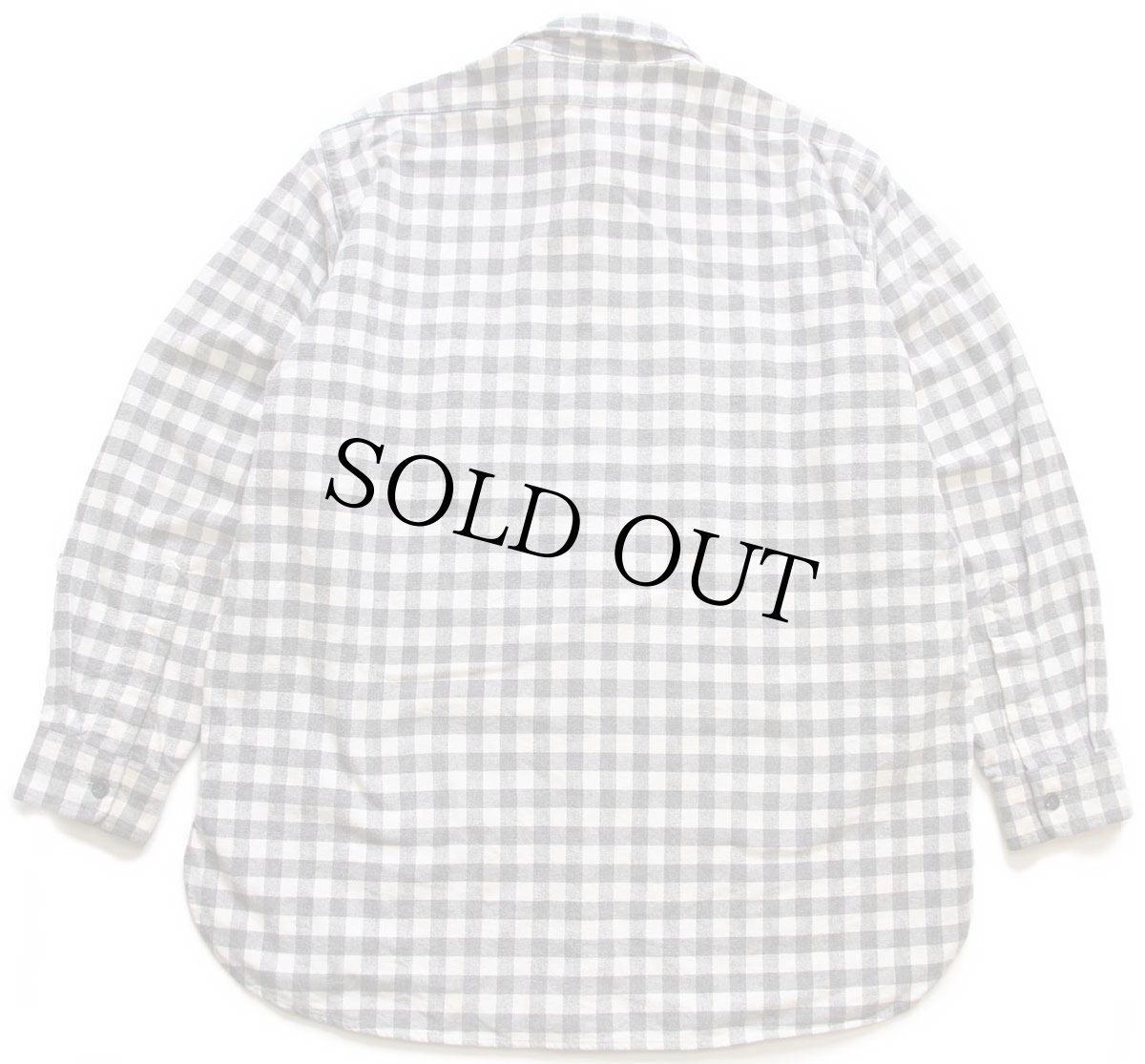 画像2: 80s USA製 L.L.Bean CHAMOIS CLOTH SHIRT ギンガムチェック コットン シャモアクロスシャツ グレー×白 17T (2)