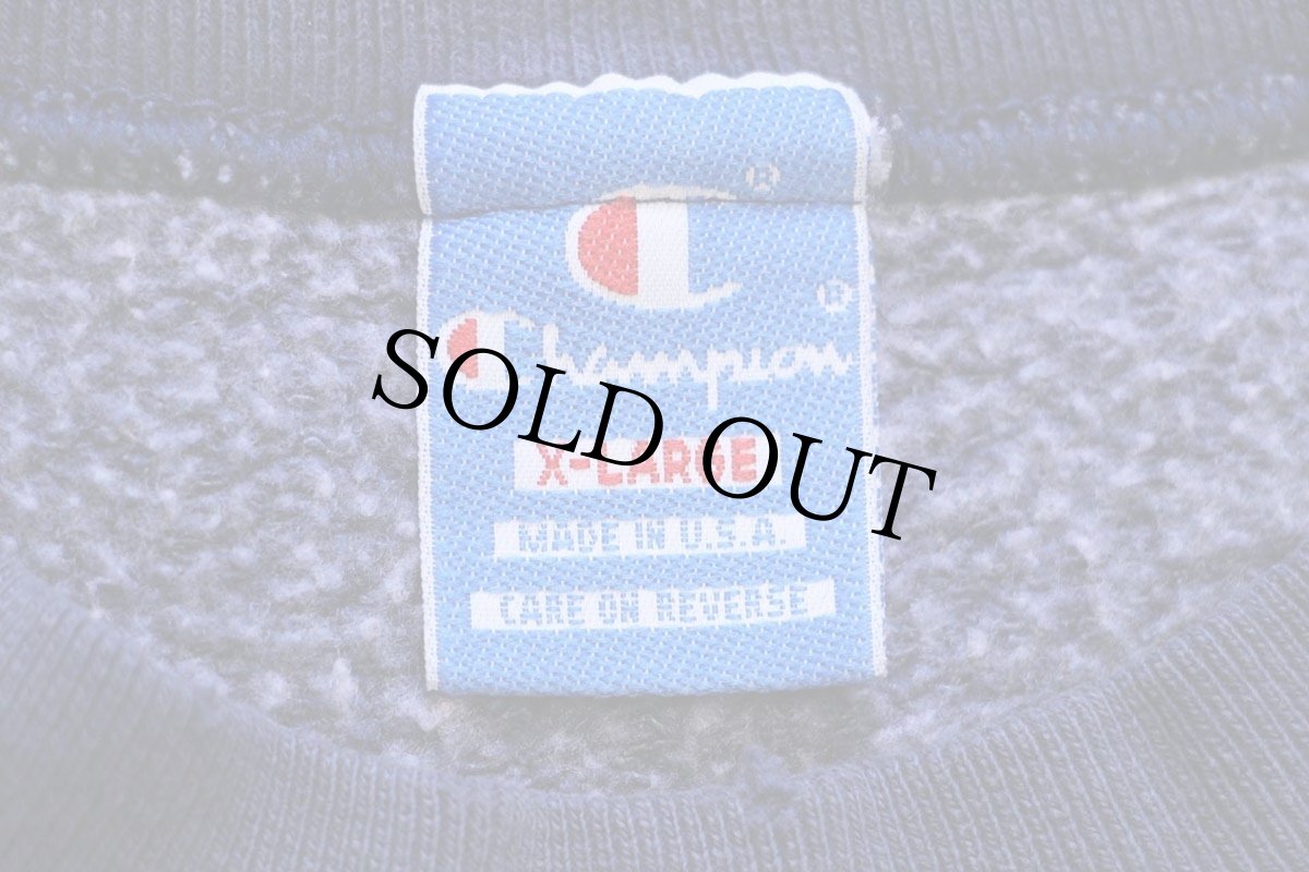 画像4: 90s USA製 Championチャンピオン スクリプト ロゴ刺繍 スウェット 紺 フェード XL (4)