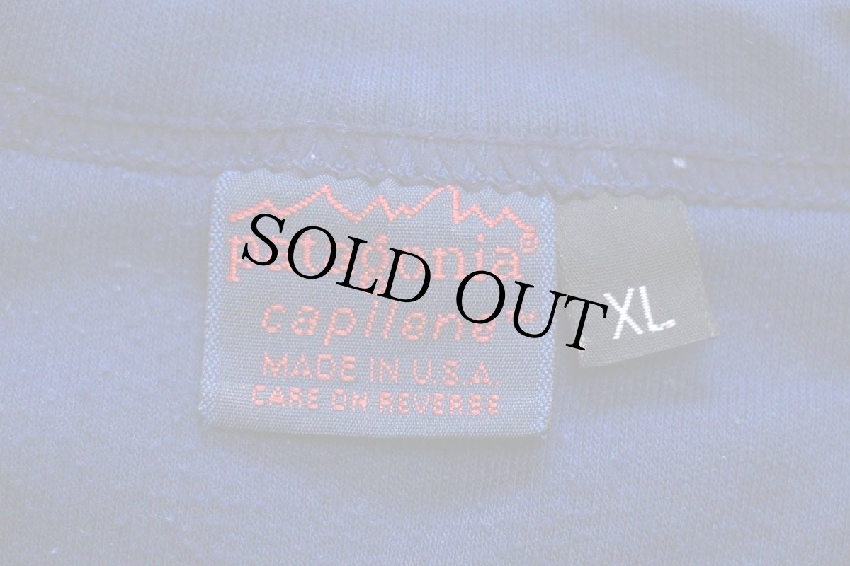 画像5: 90s USA製 patagoniaパタゴニア CAPILENEキャプリーン 無地 アンダーシャツ 紺 XL (5)