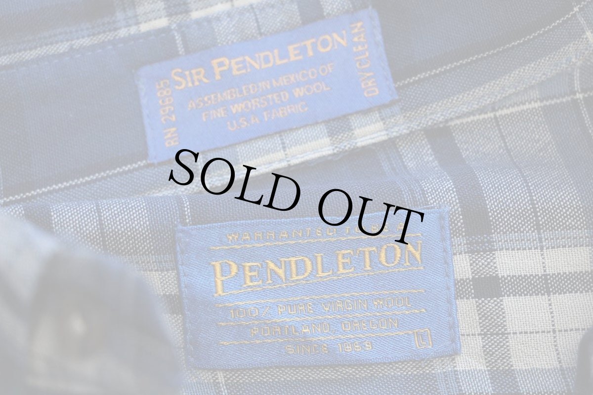画像4: 00s メキシコ製 SIR PENDLETONサーペンドルトン タータンチェック エルボーパッチ ボタンダウン ウーステッド ウールシャツ カスタム L (4)