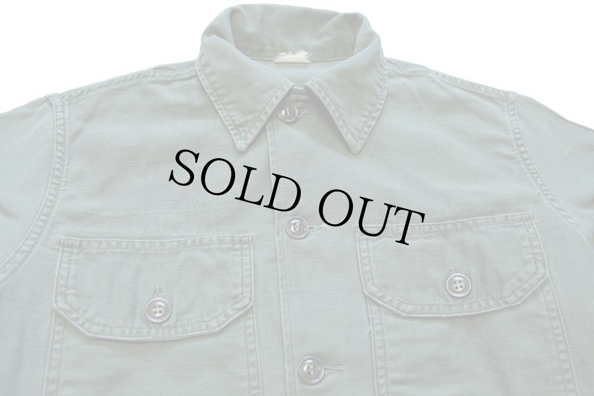 画像3: 60s 米軍 U.S.ARMY コットンサテン ユーティリティシャツ 3rd オリーブグリーン 14.5 (3)