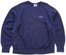 画像1: 90s Leeリー Boulter 刺繍 リバースウィーブ スウェット ナス紺 フェード 2X★特大 (1)