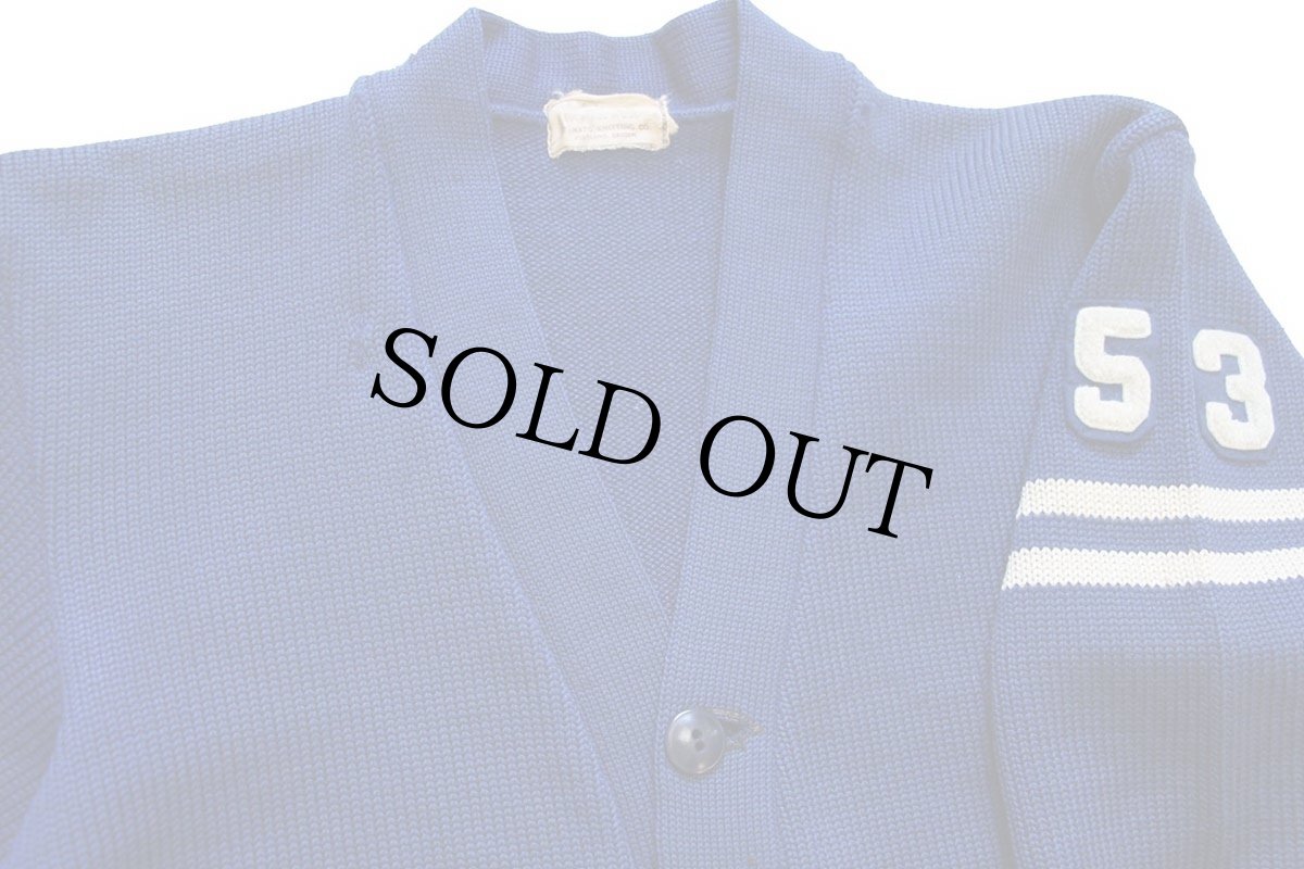 画像3: 50s GRANATO ウールニット レタードカーディガン 濃青 (3)