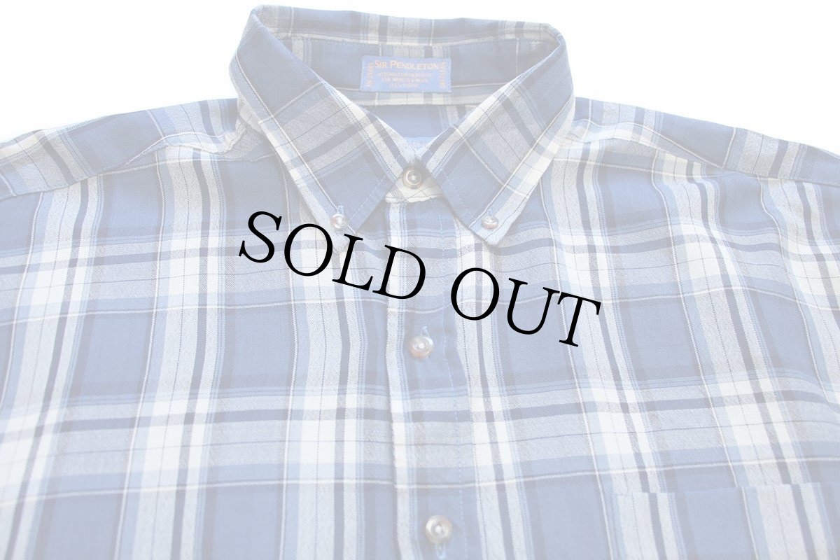 画像3: 00s メキシコ製 SIR PENDLETONサーペンドルトン タータンチェック エルボーパッチ ボタンダウン ウーステッド ウールシャツ カスタム L (3)