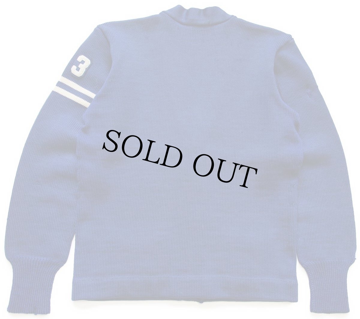 画像2: 50s GRANATO ウールニット レタードカーディガン 濃青 (2)