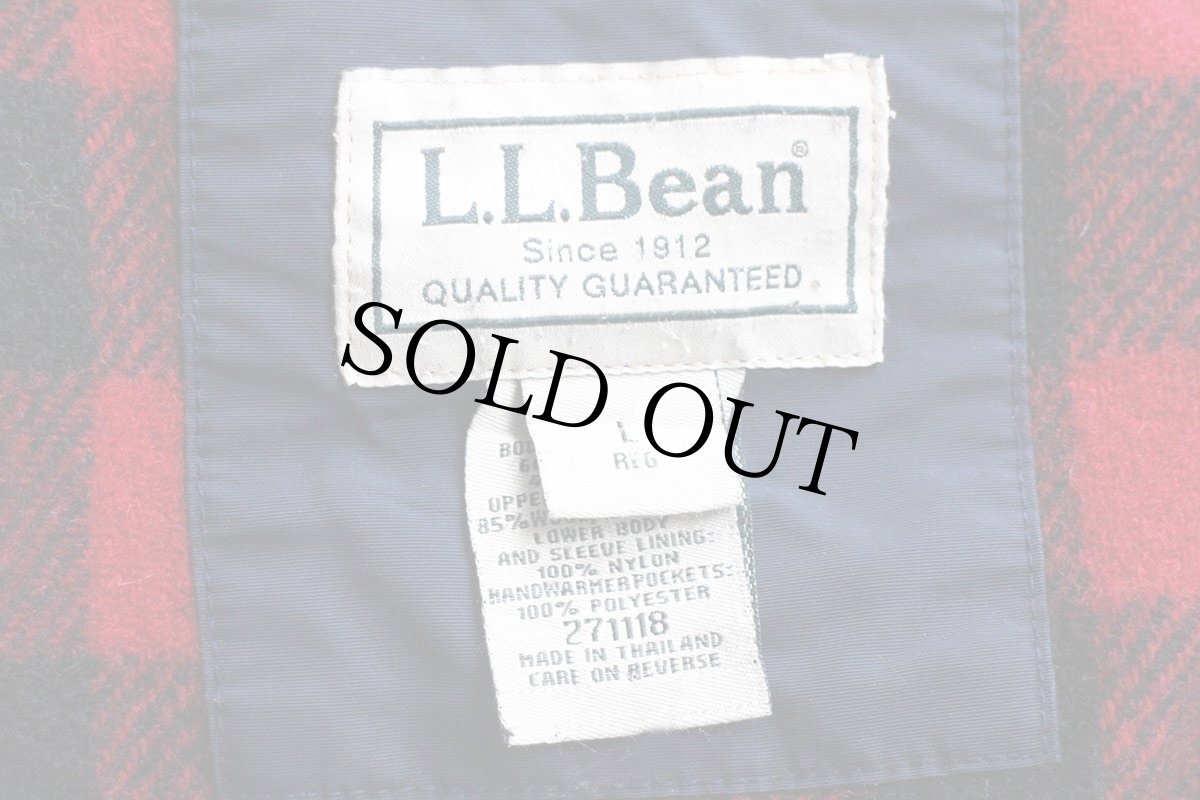 画像4: L.L.Bean Thinsulate 中綿入り バッファローチェック ウールライナー マウンテンパーカー 紺 L★ジャケット (4)