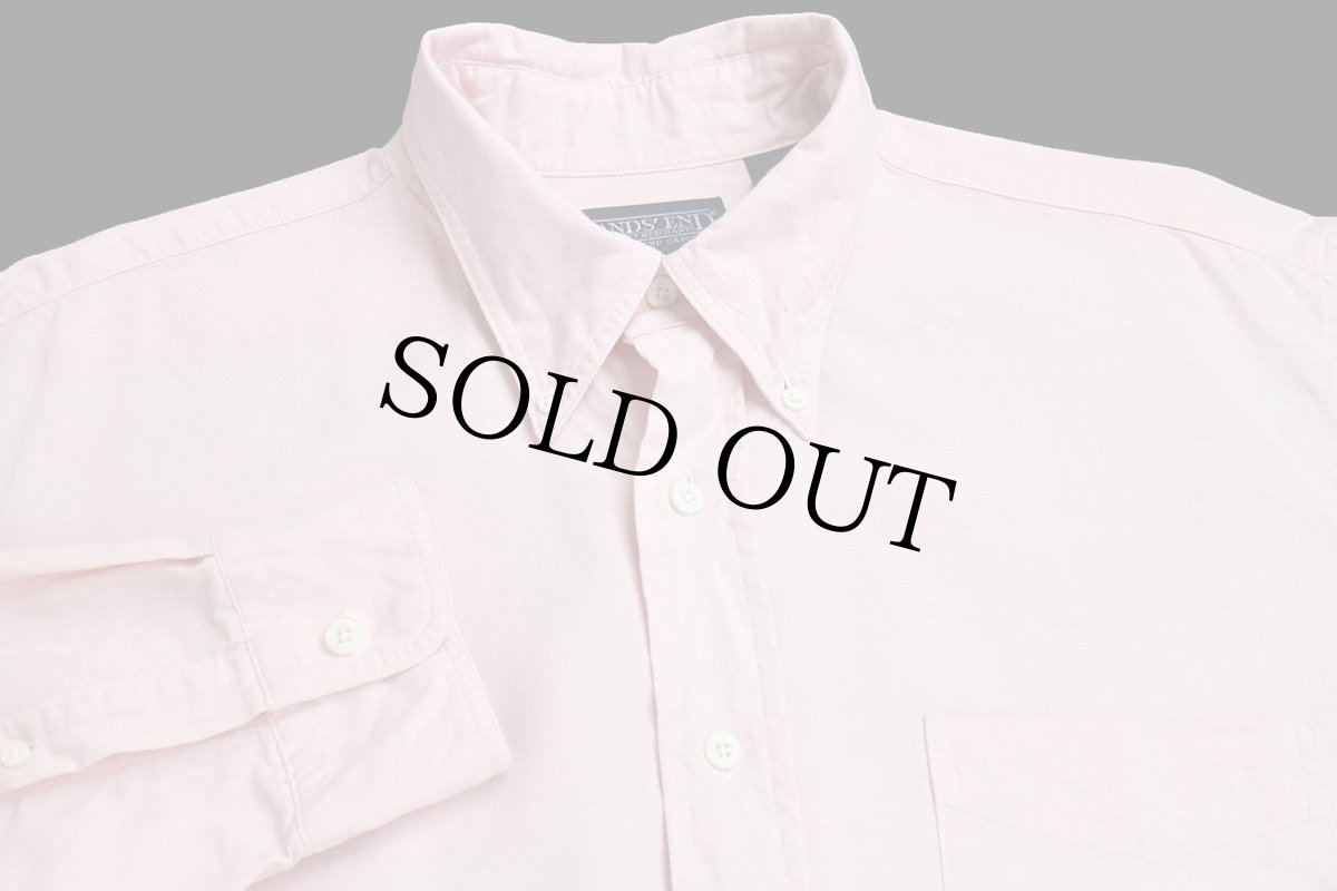 画像3: 90s USA製 LANDS'ENDランズエンド 無地 ボタンダウン オックスフォード コットンシャツ 薄ピンク 16.5 (3)