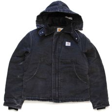 画像1: carharttカーハート フード付き キルティングライナー ダック地 トラディショナルジャケット 黒 フェード (1)