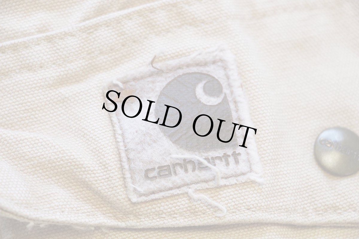 画像6: 80s USA製 carharttカーハート キルティングライナー サンドストーン ダック地 ランチコート 茶 フェード (6)