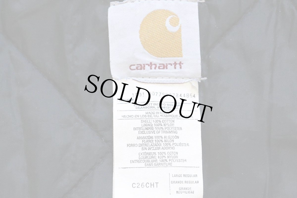 画像4: 00s USA製 carharttカーハート キルティングライナー ダック地 トラディショナルコート チェスナットブラウン L-R (4)