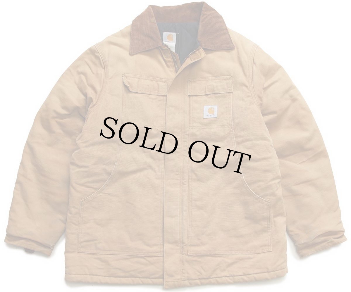 画像1: 90s carharttカーハート キルティングライナー ダック地 トラディショナルコート 茶 (1)