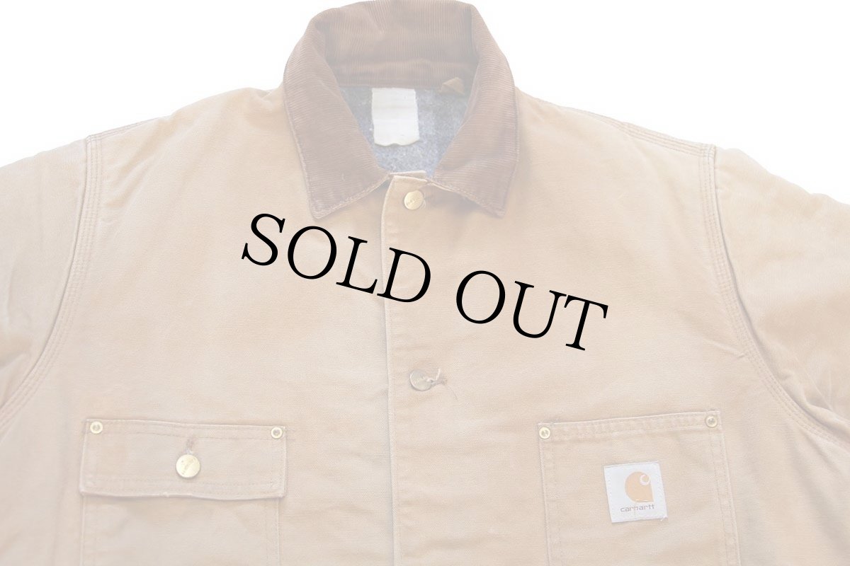 画像3: 80s carharttカーハート ブランケットライナー ダック地 チョアコート カバーオール 茶 (3)