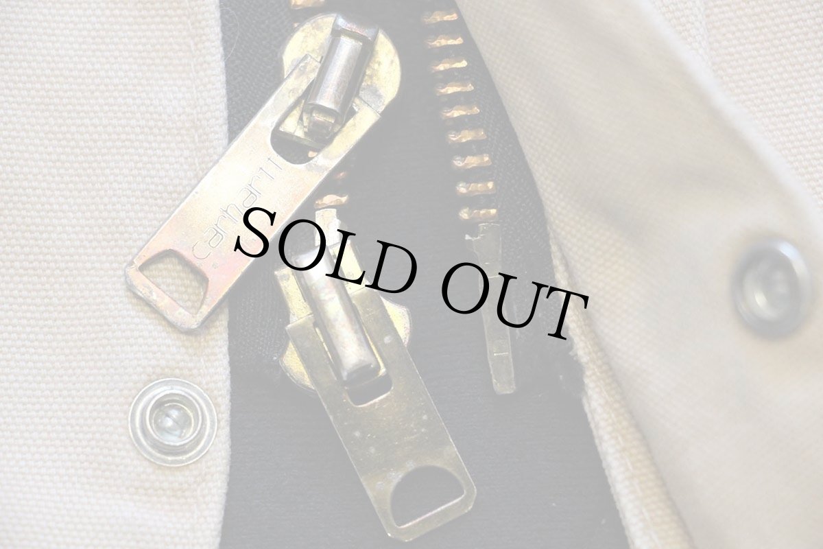 画像7: 80s USA製 carharttカーハート キルティングライナー サンドストーン ダック地 ランチコート 茶 フェード (7)