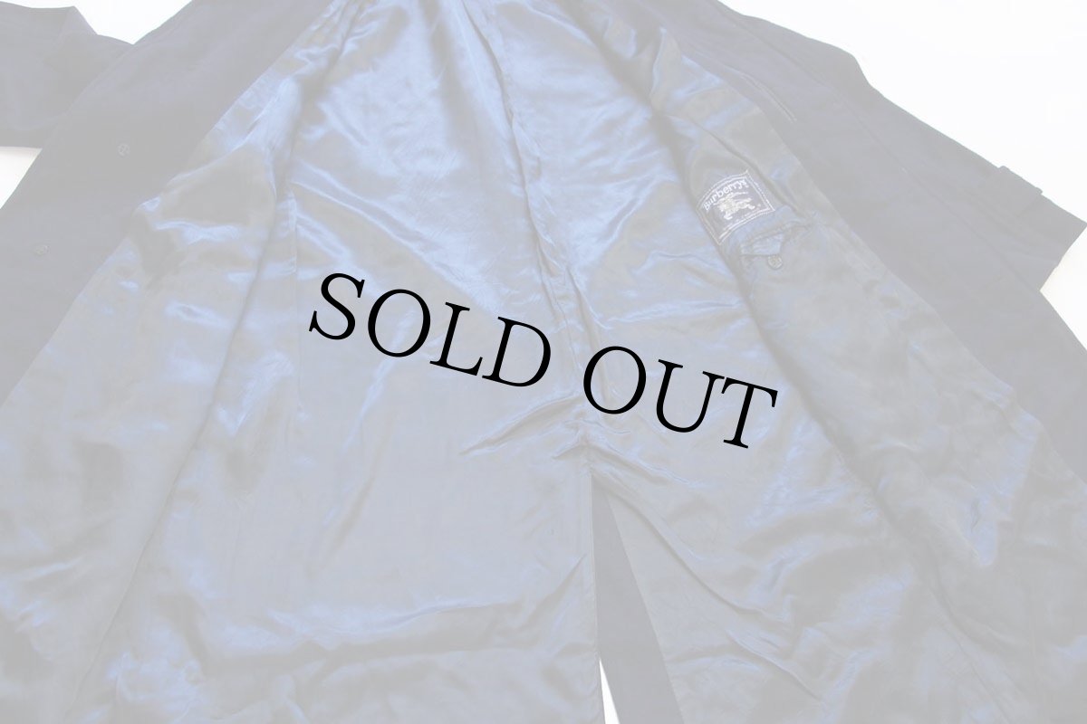 画像7: 80s 英国製 Burberrysバーバリー PRORSUM ウール×カシミヤ ステンカラーコート 濃紺 40R★バルマカーン (7)