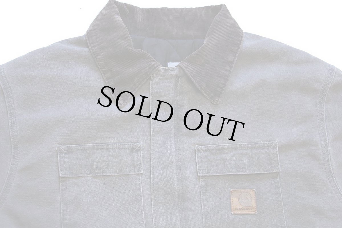 画像3: 00s USA製 carharttカーハート キルティングライナー ダック地 トラディショナルコート セメント XXL★特大 (3)