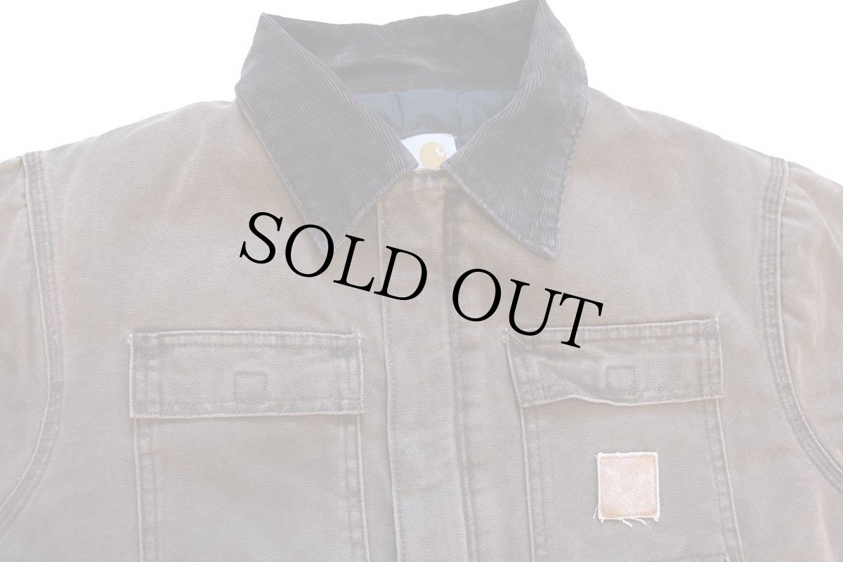 画像3: 00s USA製 carharttカーハート キルティングライナー ダック地 トラディショナルコート チェスナットブラウン L-R (3)