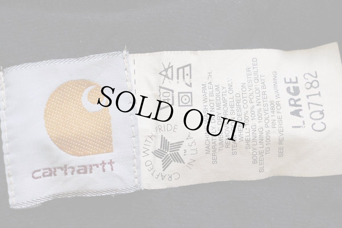 画像4: 80s USA製 carharttカーハート キルティングライナー サンドストーン ダック地 ランチコート 焦げ茶 L (4)
