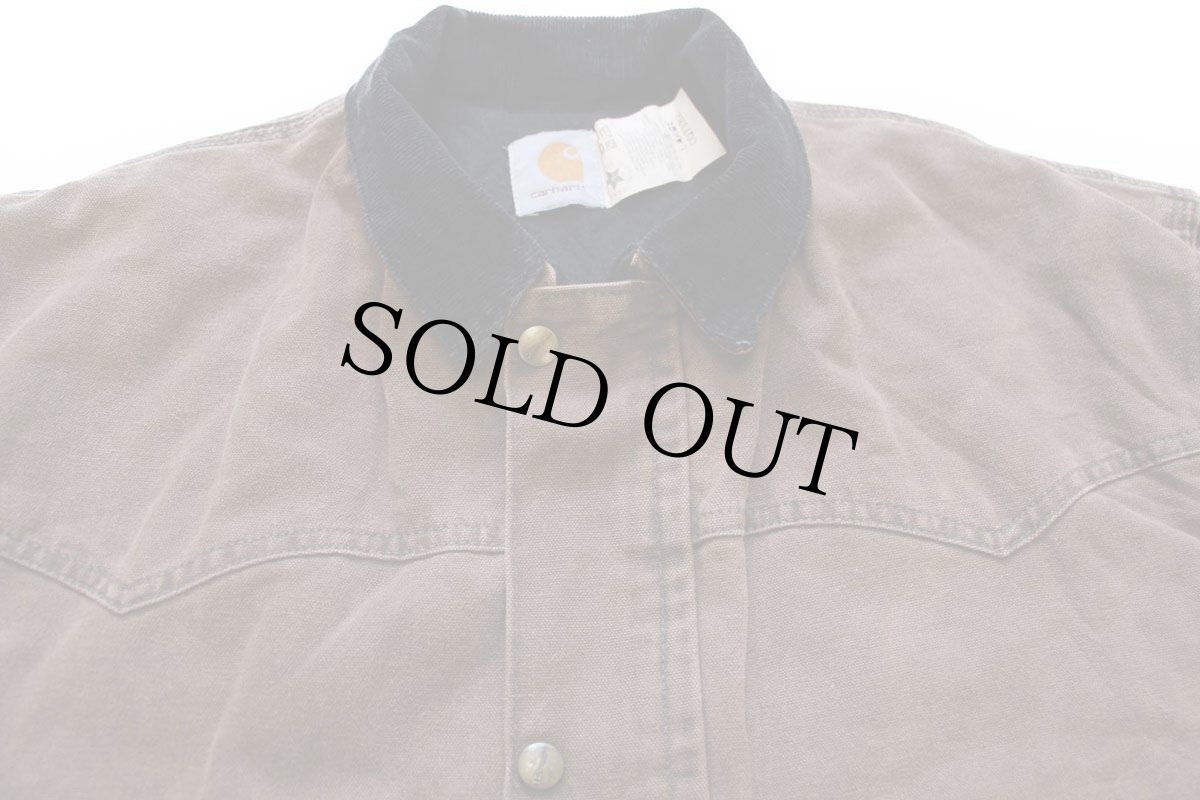 画像3: 80s USA製 carharttカーハート キルティングライナー サンドストーン ダック地 ランチコート 焦げ茶 L (3)