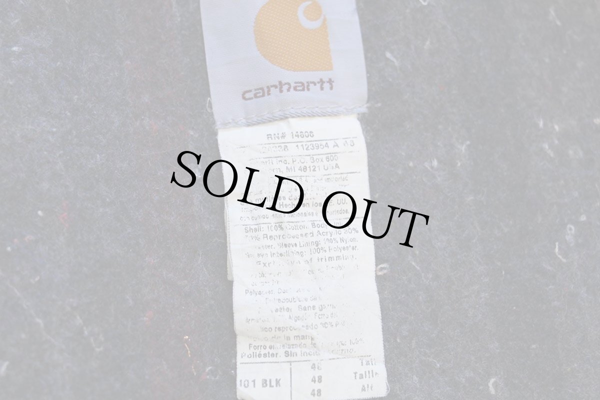 画像4: 90s USA製 carharttカーハート HALLIBURTON 刺繍 ブランケットライナー ダック地 デトロイトジャケット 黒 48T (4)