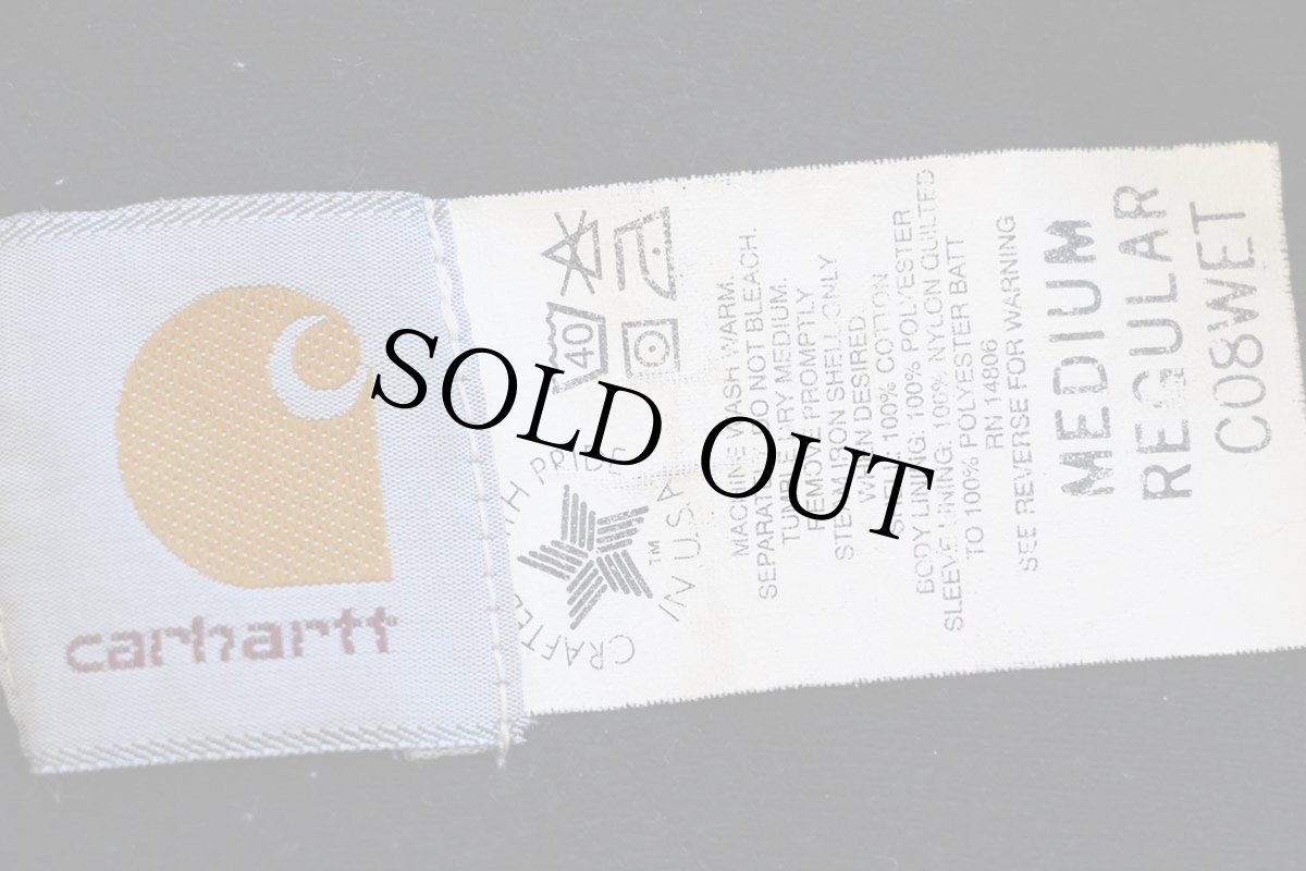 画像4: 80s USA製 carharttカーハート キルティングライナー サンドストーン ダック地 ランチコート 茶 フェード (4)