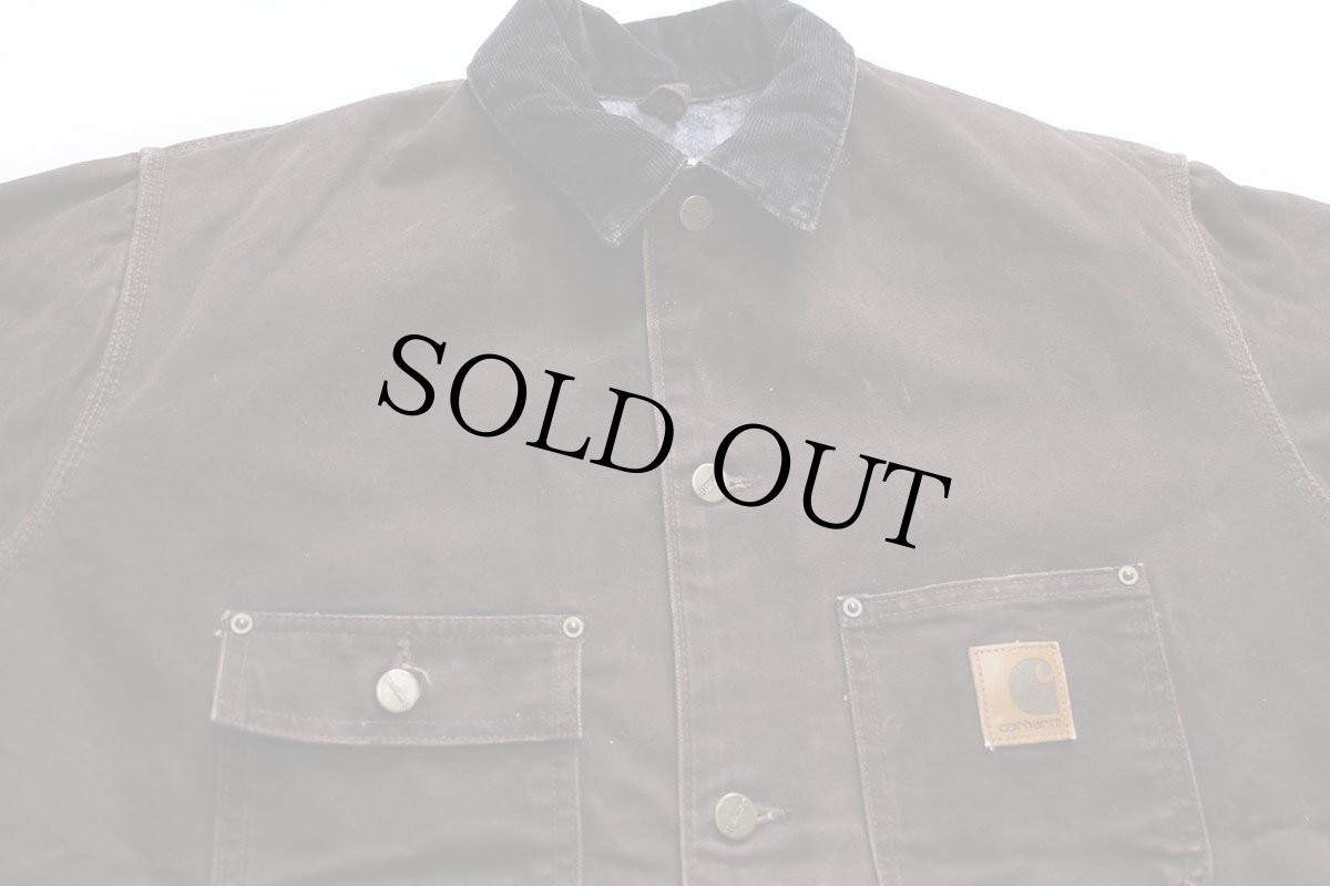 画像3: 00s メキシコ製 carharttカーハート ブランケットライナー ダック地 チョアコート カバーオール 焦げ茶 XL (3)