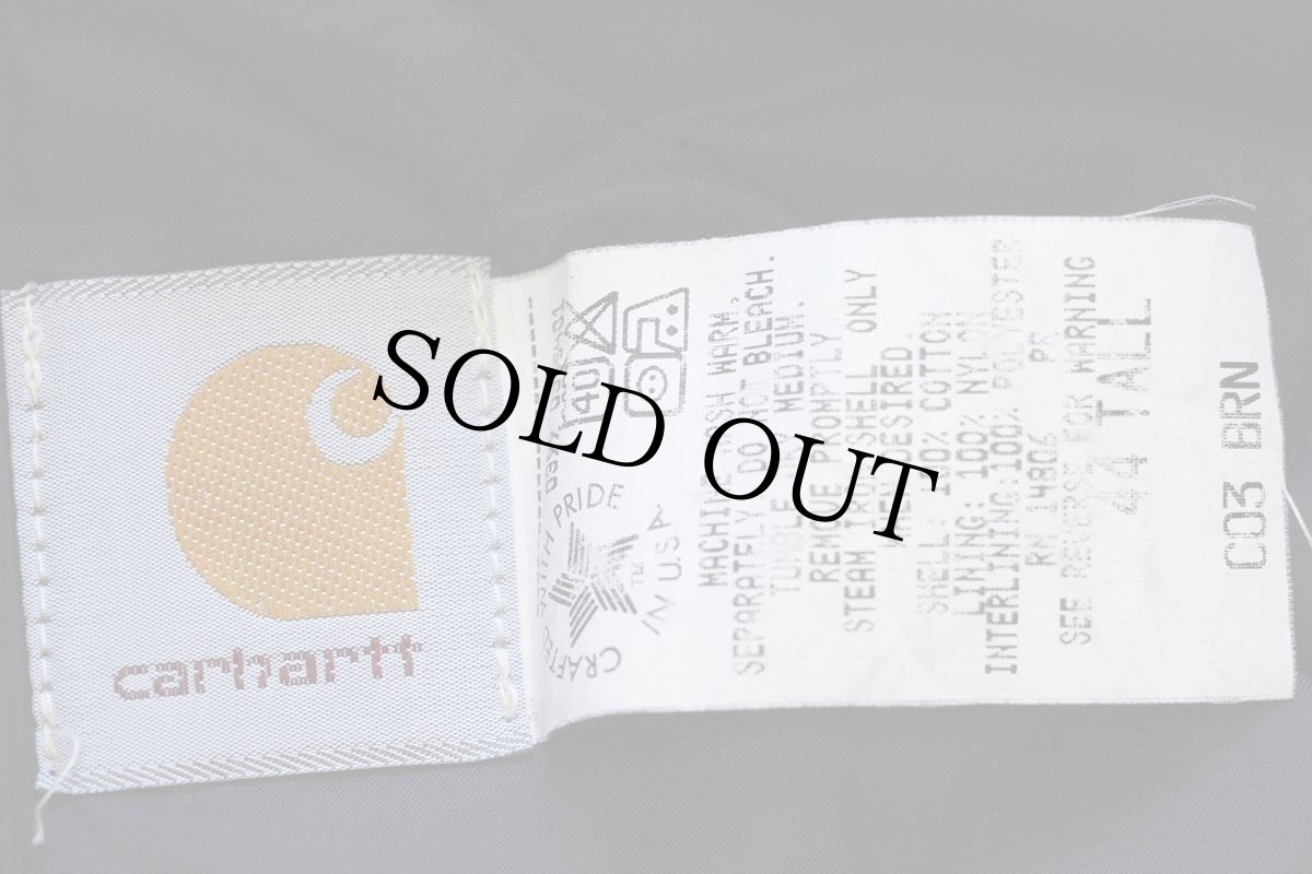 画像5: 90s USA製 carharttカーハート キルティングライナー ダック地 トラディショナルコート 茶 44T (5)