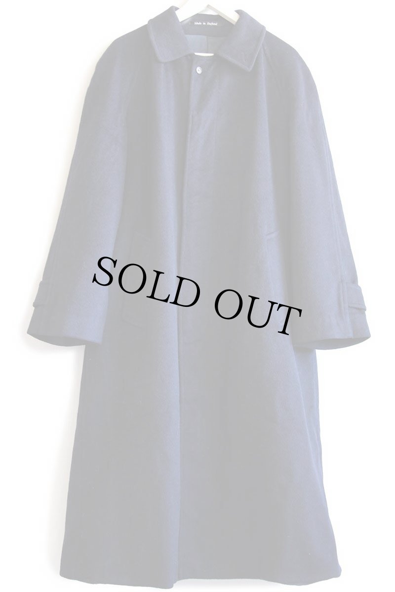 画像2: 80s 英国製 Burberrysバーバリー PRORSUM ウール×カシミヤ ステンカラーコート 濃紺 40R★バルマカーン (2)