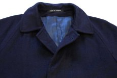 画像4: 80s 英国製 Burberrysバーバリー PRORSUM ウール×カシミヤ ステンカラーコート 濃紺 40R★バルマカーン (4)
