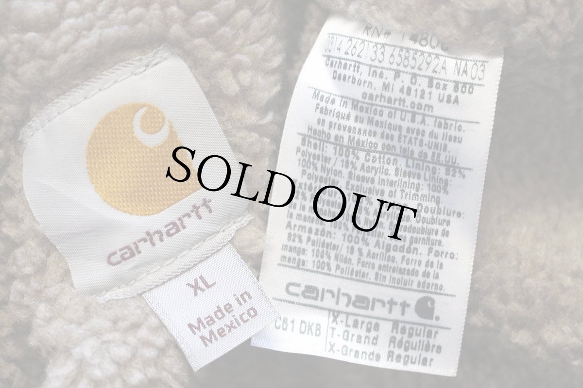 画像4: メキシコ製 carharttカーハート シェルパラインド サンドストーン ダック地 リッジコート 焦げ茶★特大 ジャケット (4)