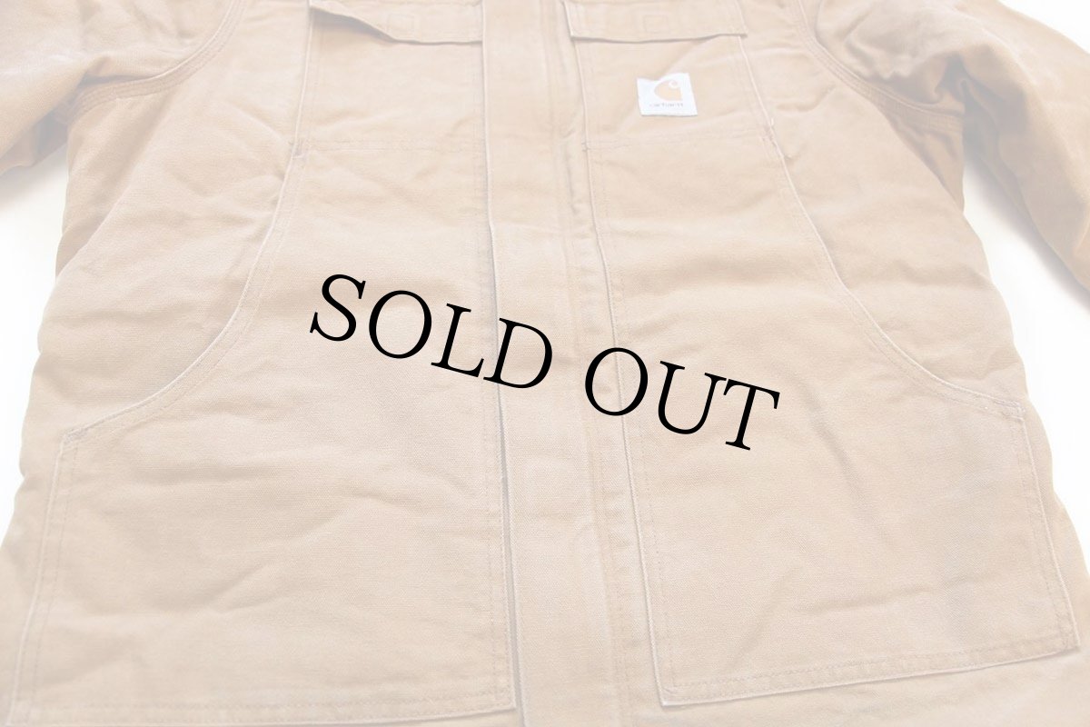 画像4: 90s USA製 carharttカーハート キルティングライナー ダック地 トラディショナルコート 茶 44T (4)